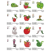 Collection Worms Embroidery Designs 01